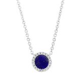 0.04ct Diamond & 0.33ct Lapis 14k White Gold Necklace